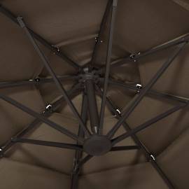 Umbrelă de soare 4 niveluri, stâlp de aluminiu, gri taupe 3x3 m, 2 image