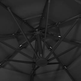 Umbrelă de soare 4 niveluri, stâlp de aluminiu, negru, 3x3 m, 2 image