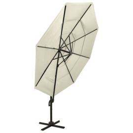 Umbrelă de soare 4 niveluri, stâlp de aluminiu, nisipiu, 3x3 m, 6 image