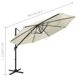 Umbrelă de soare 4 niveluri, stâlp de aluminiu, nisipiu, 3x3 m, 8 image
