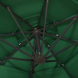 Umbrelă de soare 4 niveluri, stâlp de aluminiu, verde, 3x3 m, 2 image