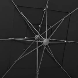 Umbrelă de soare 4 niveluri stâlp aluminiu negru 250x250 cm, 2 image