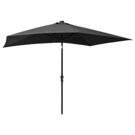 Umbrelă de soare cu led-uri și stâlp din oțel, antracit, 2x3 m, 6 image