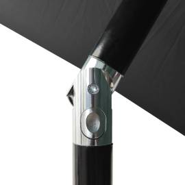 Umbrelă de soare cu led-uri și stâlp din oțel, antracit, 2x3 m, 9 image
