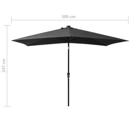 Umbrelă de soare cu led-uri și stâlp din oțel, antracit, 2x3 m, 11 image