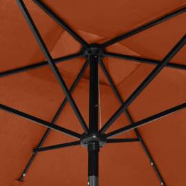 Umbrelă de soare cu led-uri & stâlp din oțel, cărămiziu, 2x3 m, 2 image