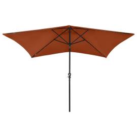 Umbrelă de soare cu led-uri & stâlp din oțel, cărămiziu, 2x3 m, 4 image