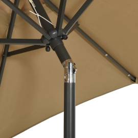 Umbrelă de soare cu lumini led, gri taupe, 200x211 cm, aluminiu, 7 image