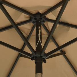 Umbrelă de soare cu lumini led, gri taupe, 200x211 cm, aluminiu, 2 image