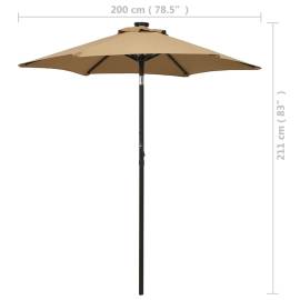 Umbrelă de soare cu lumini led, gri taupe, 200x211 cm, aluminiu, 9 image