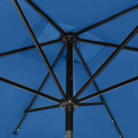 Umbrelă de soare cu stâlp din oțel & led-uri, albastru, 2x3 m, 2 image