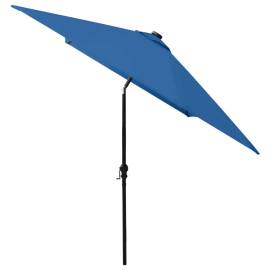 Umbrelă de soare cu stâlp din oțel & led-uri, albastru, 2x3 m, 7 image