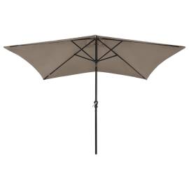 Umbrelă de soare cu stâlp din oțel & led-uri, gri taupe, 2x3 m, 4 image
