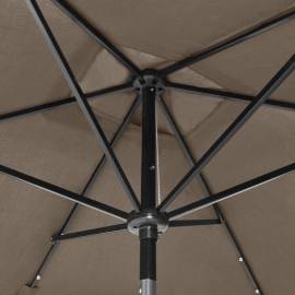 Umbrelă de soare cu stâlp din oțel & led-uri, gri taupe, 2x3 m, 2 image