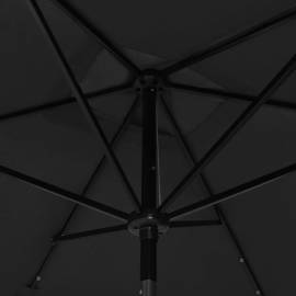 Umbrelă de soare cu stâlp din oțel & led-uri, negru, 2x3 m, 2 image