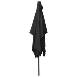 Umbrelă de soare cu stâlp din oțel & led-uri, negru, 2x3 m, 8 image
