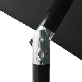 Umbrelă de soare cu stâlp din oțel & led-uri, negru, 2x3 m, 9 image