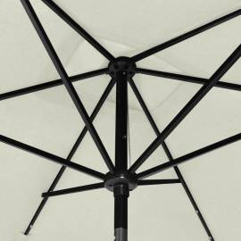 Umbrelă de soare cu stâlp din oțel & led-uri, nisipiu, 2x3 m, 2 image