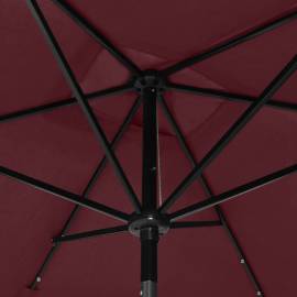 Umbrelă de soare cu stâlp din oțel & led-uri, roșu bordo, 2x3 m, 2 image