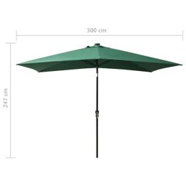 Umbrelă de soare cu stâlp din oțel & led-uri, verde, 2x3 m, 11 image