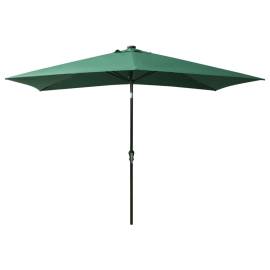 Umbrelă de soare cu stâlp din oțel & led-uri, verde, 2x3 m, 5 image