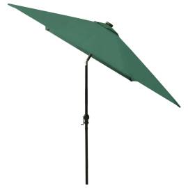 Umbrelă de soare cu stâlp din oțel & led-uri, verde, 2x3 m, 7 image