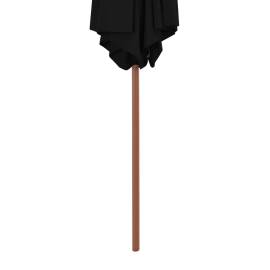 Umbrelă de soare de exterior cu stâlp din lemn, negru, 270 cm, 5 image