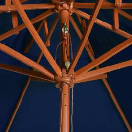 Umbrelă de soare dublă, stâlp din lemn, albastru, 270 cm, 2 image