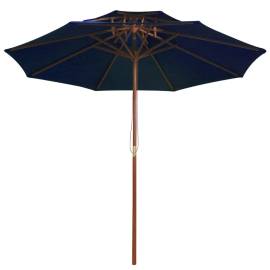 Umbrelă de soare dublă, stâlp din lemn, albastru, 270 cm, 3 image