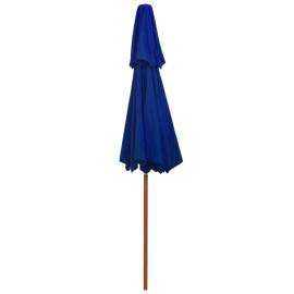 Umbrelă de soare dublă, stâlp din lemn, albastru, 270 cm, 5 image