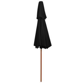 Umbrelă de soare dublă, stâlp din lemn, negru, 270 cm, 5 image