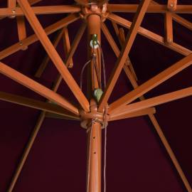 Umbrelă de soare dublă, stâlp din lemn, roșu bordo, 270 cm, 2 image