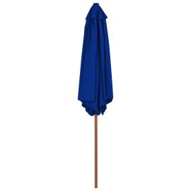 Umbrelă de soare exterior cu stâlp din lemn, albastru, 270 cm, 4 image