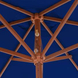 Umbrelă de soare exterior cu stâlp din lemn, albastru, 270 cm, 2 image