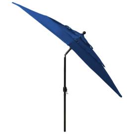 Umbrelă soare 3 niveluri, stâlp de aluminiu, azuriu, 2,5x2,5 m, 5 image