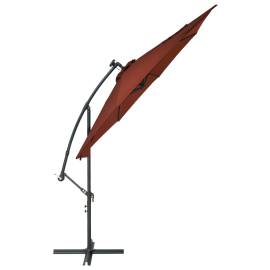 Umbrelă suspendată cu led-uri și stâlp de oțel, cărămiziu, 4 image