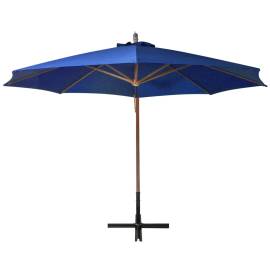 Umbrelă suspendată cu stâlp, albastru azur, 3,5x2,9 m lemn brad, 4 image