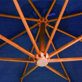 Umbrelă suspendată cu stâlp, albastru azur, 3,5x2,9 m lemn brad, 2 image