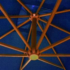 Umbrelă suspendată cu stâlp, albastru azuriu, 3x3 m, lemn brad, 2 image