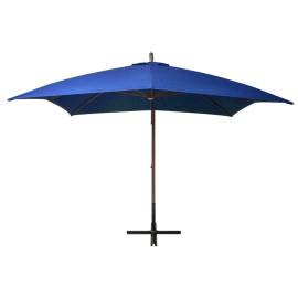 Umbrelă suspendată cu stâlp, albastru azuriu, 3x3 m, lemn brad, 3 image