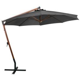 Umbrelă suspendată cu stâlp, antracit, 3,5x2,9 m, lemn brad, 3 image