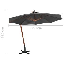 Umbrelă suspendată cu stâlp, antracit, 3,5x2,9 m, lemn brad, 9 image