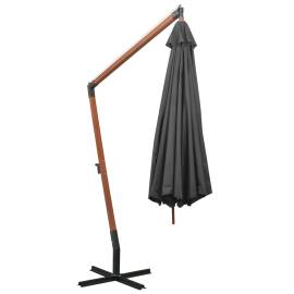 Umbrelă suspendată cu stâlp, antracit, 3,5x2,9 m, lemn brad, 5 image