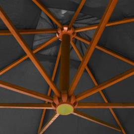 Umbrelă suspendată cu stâlp, antracit, 3x3 m, lemn masiv brad, 2 image