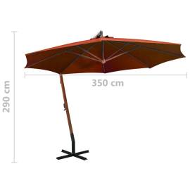 Umbrelă suspendată cu stâlp, cărămiziu, 3,5x2,9 m, lemn brad, 9 image