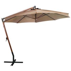 Umbrelă suspendată cu stâlp, gri taupe, 3,5x2,9 m, lemn brad, 2 image