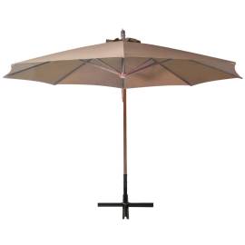 Umbrelă suspendată cu stâlp, gri taupe, 3,5x2,9 m, lemn brad, 3 image