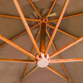 Umbrelă suspendată cu stâlp, gri taupe, 3,5x2,9 m, lemn brad, 5 image