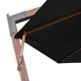 Umbrelă suspendată cu stâlp, negru, 3,5x2,9 m, lemn masiv brad, 6 image
