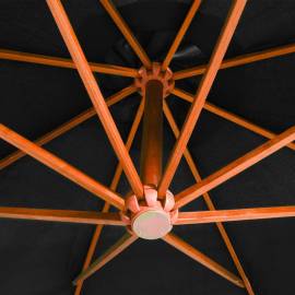 Umbrelă suspendată cu stâlp, negru, 3,5x2,9 m, lemn masiv brad, 2 image